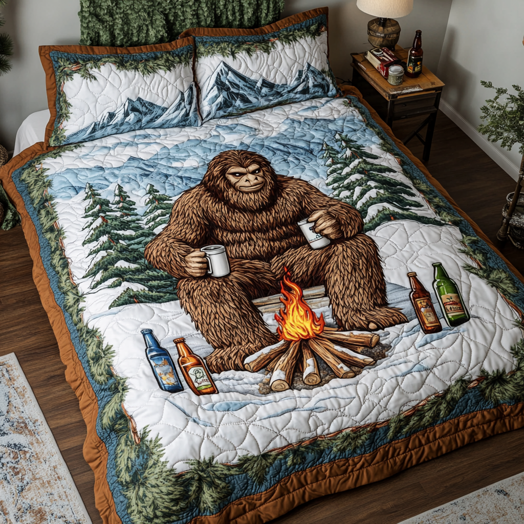Bigfoot Tracks Quilted Bedding Set Best Bed Sheet Set Bigfoot Gift Ideas