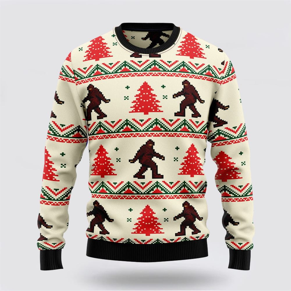 Bigfoot Tree Ugly Christmas Sweater  For Men And Women Gifts For Couples