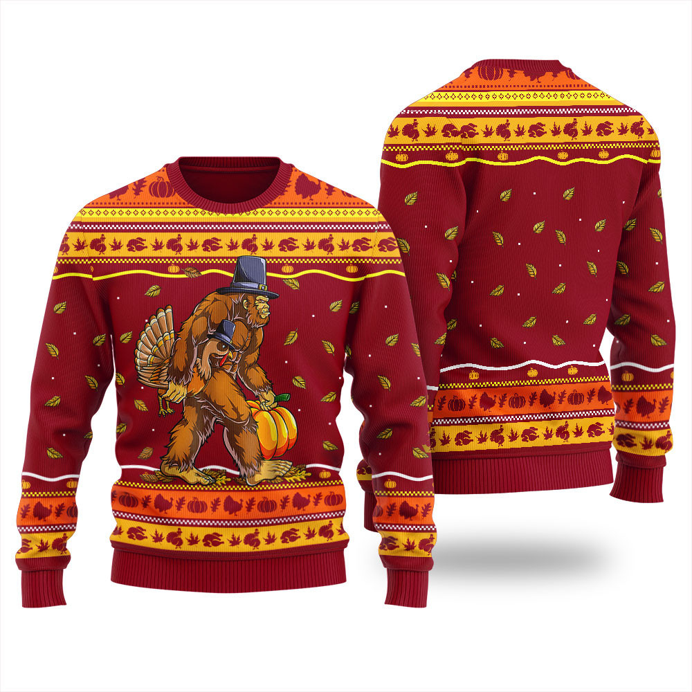 Bigfoot Turkey Christmas Sweater For Men Best Christmas Merch Gift for Family and Friends
