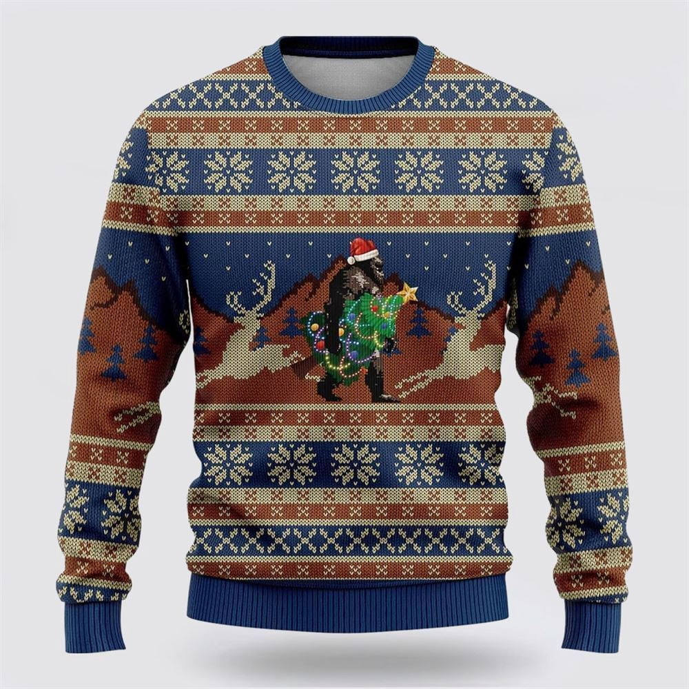 Bigfoot Wearing Christmas Hats Ugly Christmas Sweater Ugly Christmas Sweatshirt Christmas Gift