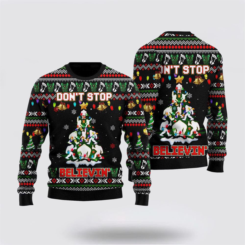 Bigfoot Xmas Sweater Dont Stop Believe In Ugly Christmas Sweater  For Men And Women Gifts For Couples