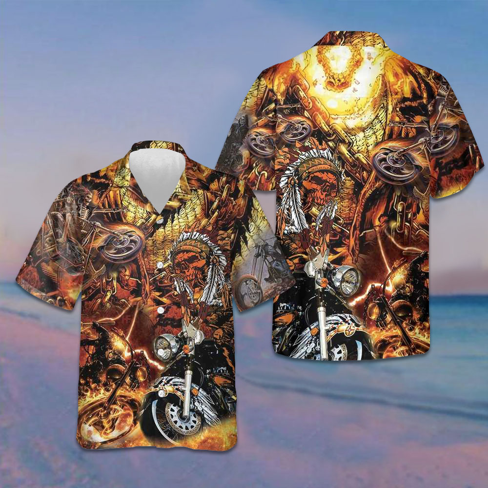 Biker Native Hawaiian Shirt American Indian Motorcycle Shirt Gift For Bikers Men
