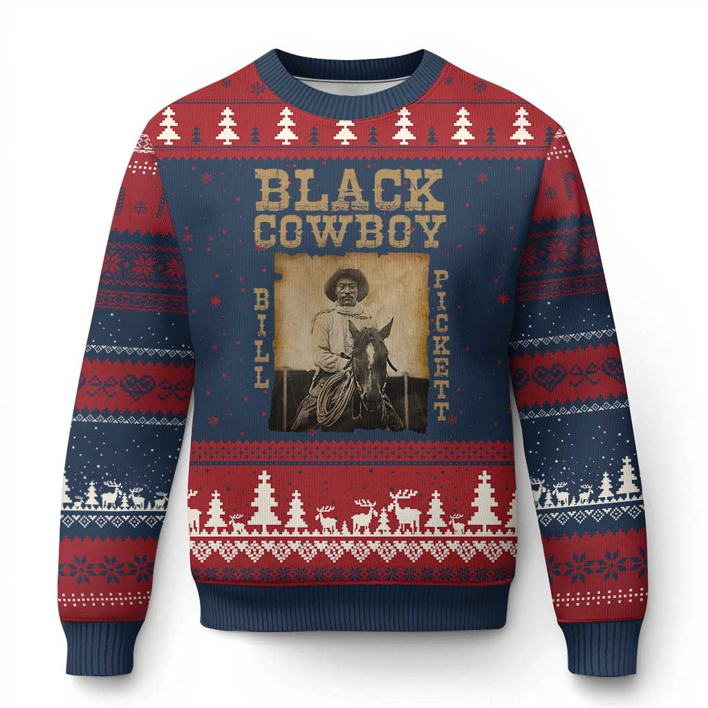 Bill Pickett Black Cowboy Ugly Christmas Sweater Western Legend Sweater Xmas Cowboy Gifts