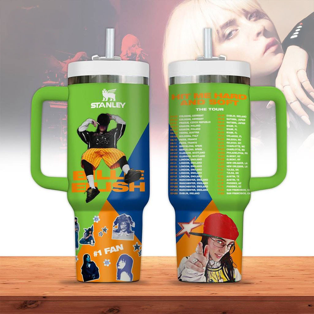Billie Eilish Hit Me Hard And Soft Tour Special Tumbler 40oz With Handle Thoughtful Music Fans Gift