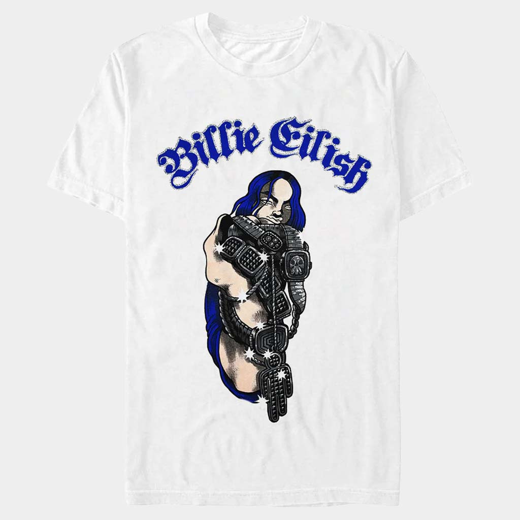 Billie Eilish Merch Billie Eilish Bling White T-Shirt Gifts For Music Enthusiasts