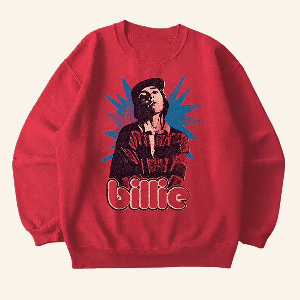 Billie Eilish Merch Billie x Lost Love Red Crewneck Sweatshirt Gifts For Fans Billie Eilish Merch Billie x Lost Love Red Crewneck Sweatshirt Gifts For Fans