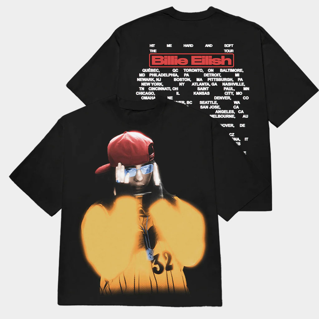 Billie Eilish Merch Glasses Hit Me Hard And Soft The Tour 2025 Black T-Shirt Gifts For Music Fans