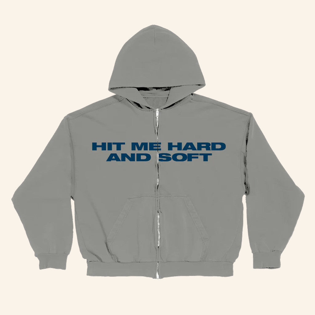 Billie Eilish Merch Hit Me Hard And Soft Grey Zipper Hoodie Gifts For Dad Billie Eilish Merch Hit Me Hard And Soft Grey Zipper Hoodie Gifts For Dad