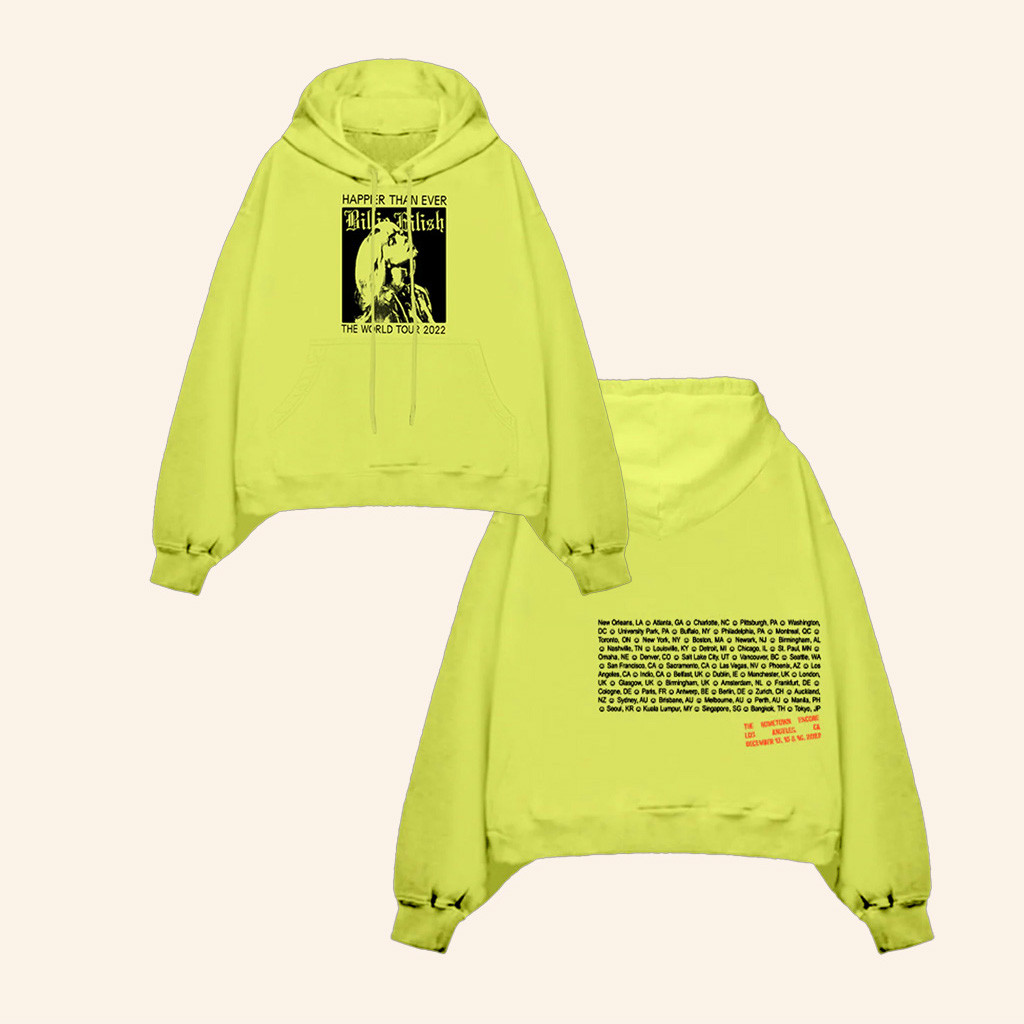 Billie Eilish Merch Homecoming Stamped Lime Hoodie Gifts For Her