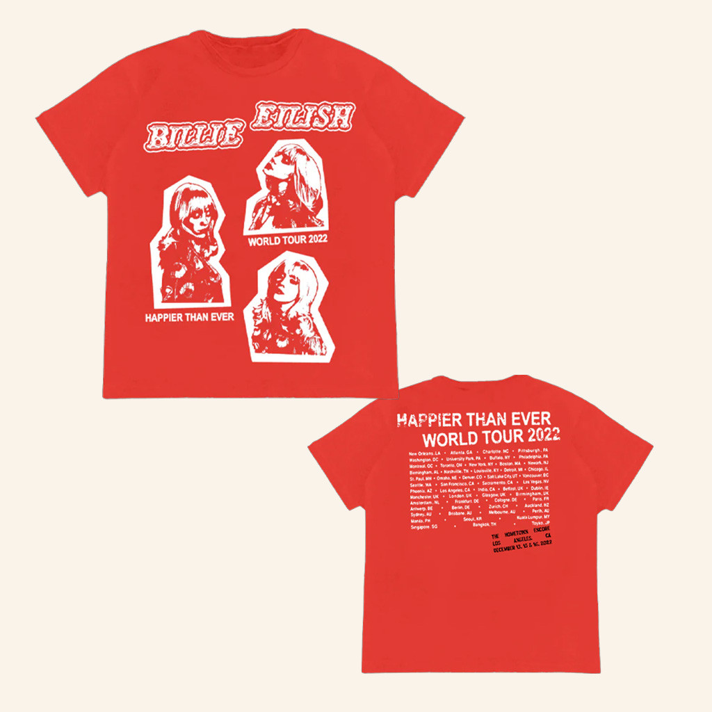 Billie Eilish Merch Homecoming Stamped Red Tour Shirt Gifts For Daughter Billie Eilish Merch Homecoming Stamped Red Tour Shirt Gifts For Daughter