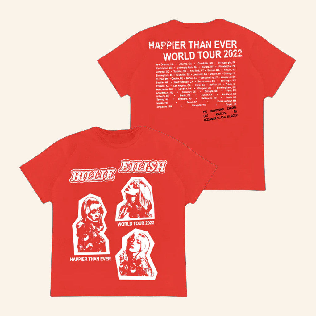 Billie Eilish Merch Homecoming Stamped Red Tour T-Shirt Gifts For Wife