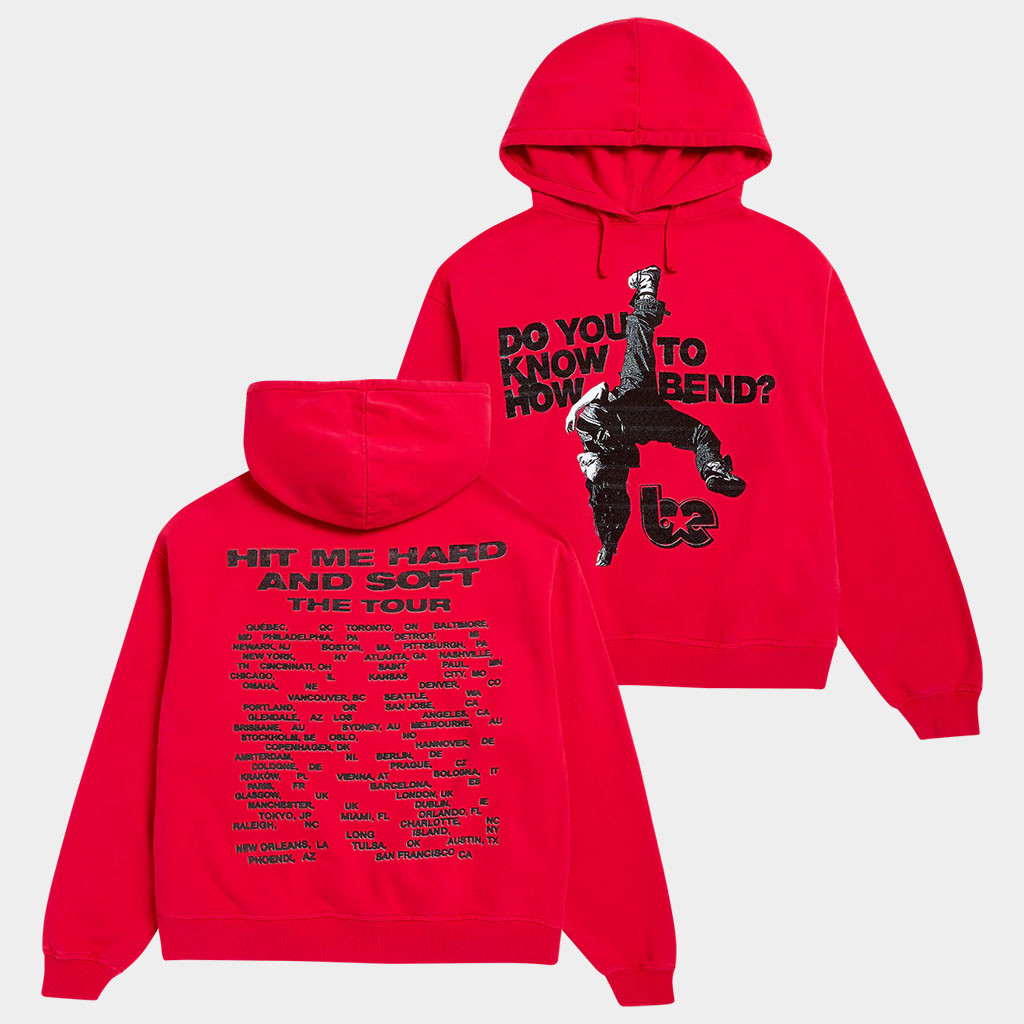 Billie Eilish Merch How To Bend Hit Me Hard And Soft The Tour Red Hoodie Gifts For Fans