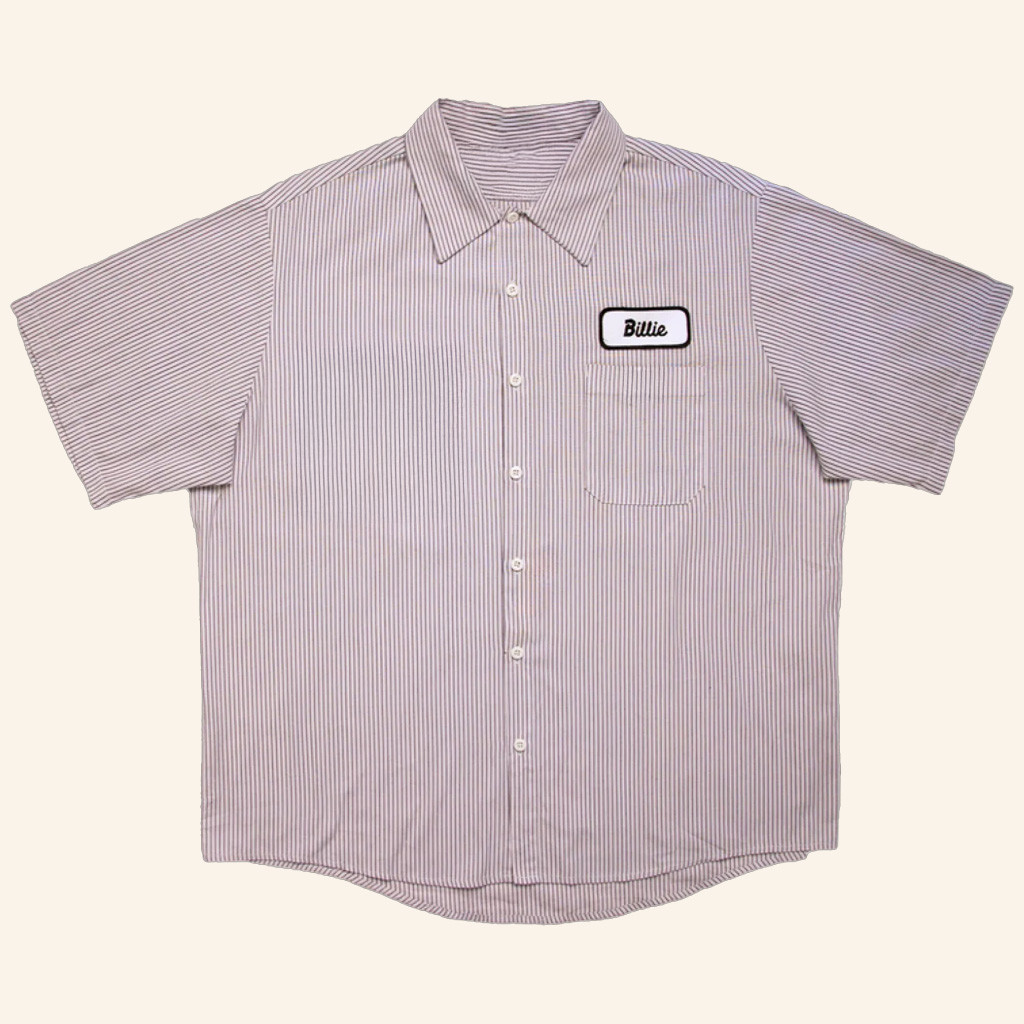 Billie Eilish Merch SUAY x Billie Upcycled Striped Button Up Shirt Gifts For Husband