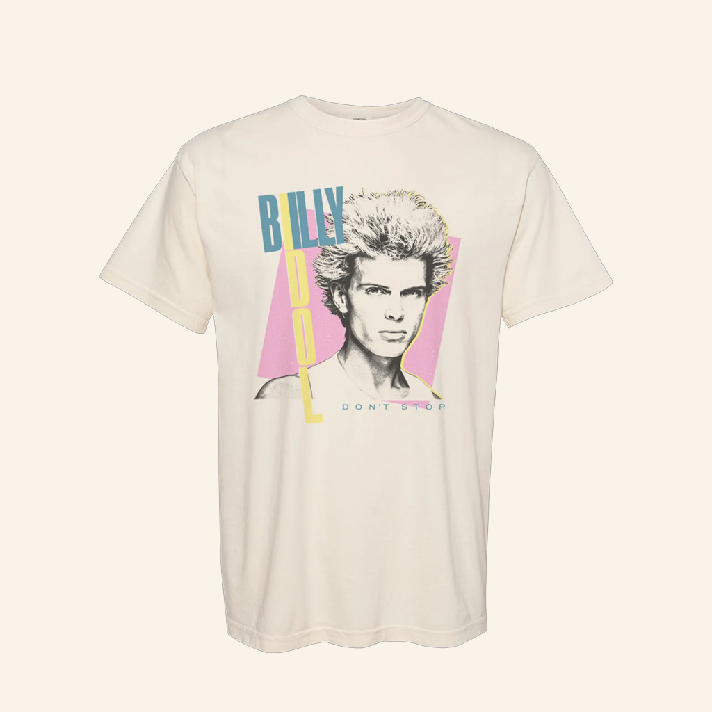 Billy Idol Merch Don't Stop Ivory T-Shirt Best Gifts For Music Lovers