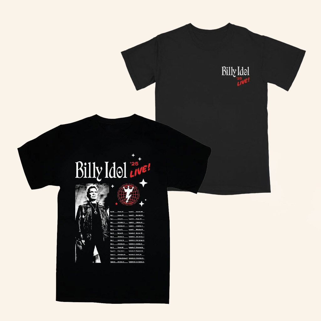 Billy Idol Merch Live 25 Tour Black T-Shirt Music Lover Gift Ideas For Him