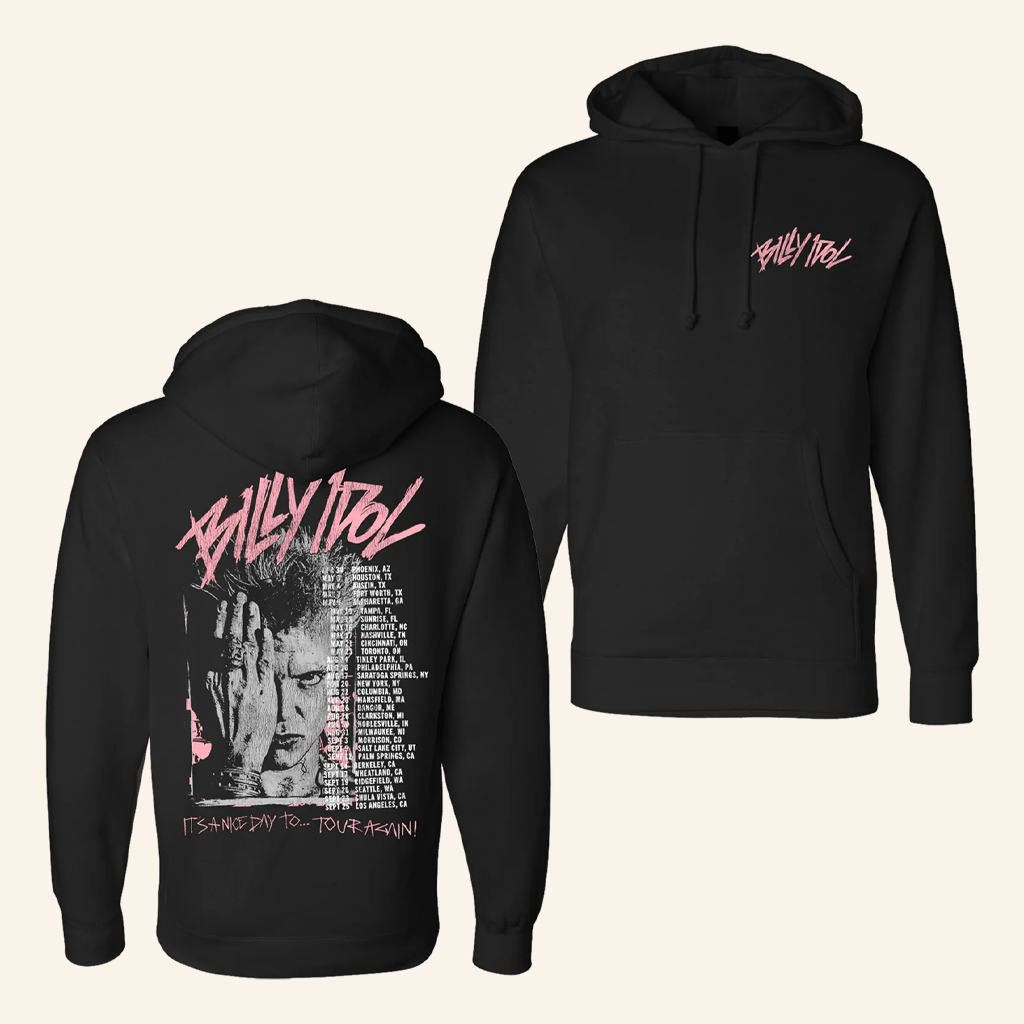 Billy Idol Merch Pink Scratch Billy 2025 Na Tour Black Hoodie Dad Christmas Gifts Billy Idol Merch Pink Scratch Billy 2025 Na Tour Black Hoodie Dad Christmas Gifts