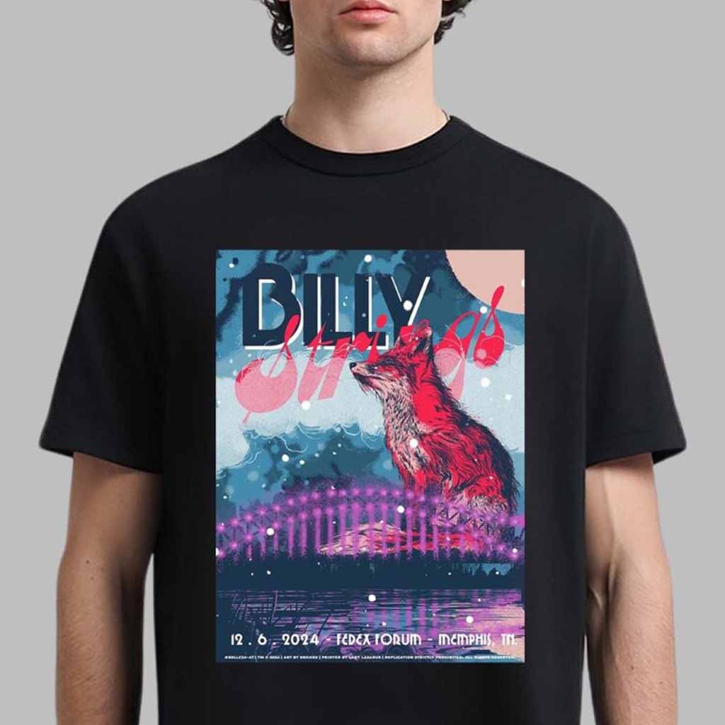 Billy Strings Memphis Tennessee Night 1 Poster At Fedexforum On December 6 2024 Fox Artwork T-Shirt Billy Strings Merch Fans Gift Billy Strings Memphis Tennessee Night 1 Poster At Fedexforum On December 6 2024 Fox Artwork T-Shirt Billy Strings Merch Fans Gift