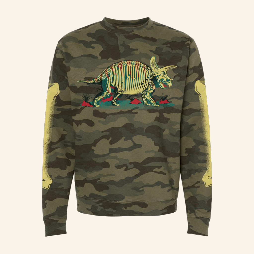 Billy Strings Merch Glow In The Dark Fossil Camo Crewneck Sweatshirt Gifts For Dad