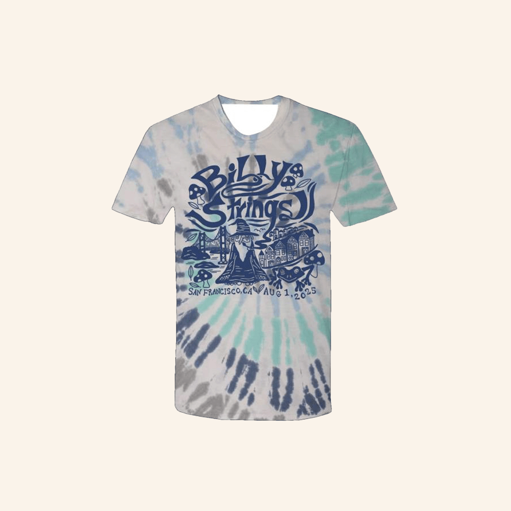 Billy Strings Merch Online Exclusive San Francisco Wizard Tie Dye T-Shirt Dudes Gifts Billy Strings Merch Online Exclusive San Francisco Wizard Tie Dye T-Shirt Dudes Gifts