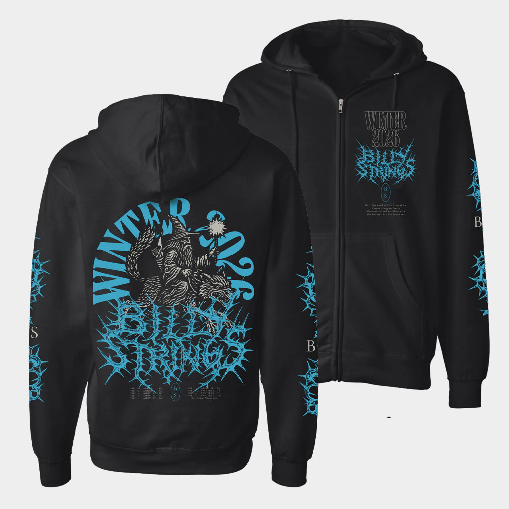 Billy Strings Merch Wizard Metal Zip Up Hoodie With Dates Billy Strings Hoodie Gifts For Him-1
