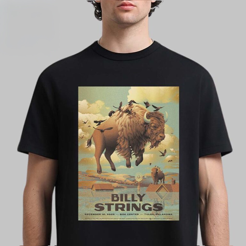 Billy Strings Tulsa Oklahoma 2025 Event Poster At Bok Center On December 10 2025 The Flying Bison Art T-Shirt