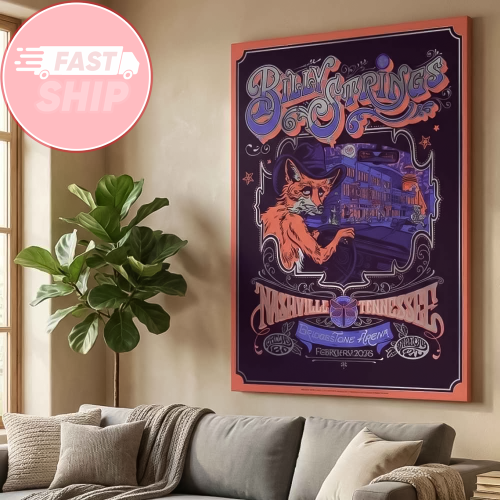 Billy Strings Winter Tour 2026 Poster Nashville Dual Night 20-21 February At Bridgestone Arena Concert Gig
