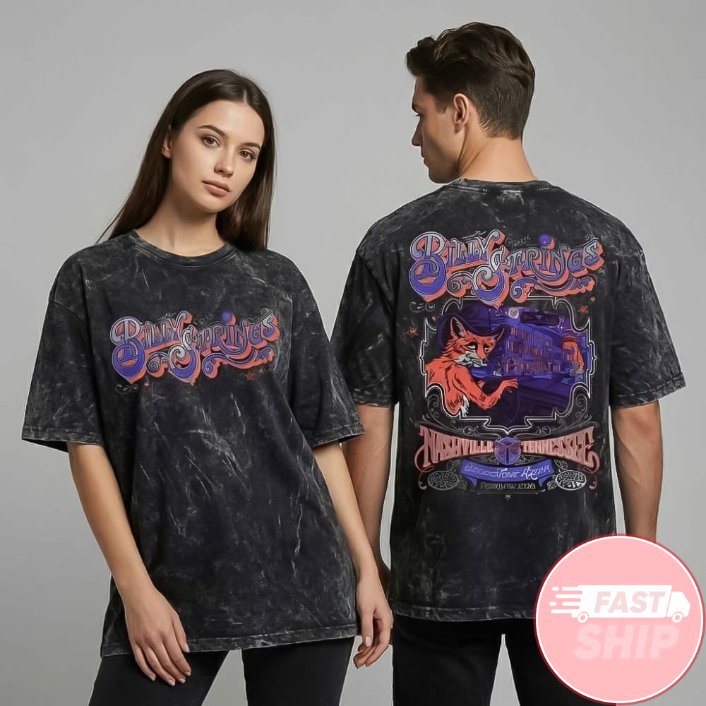 Billy Strings Winter Tour 2026 Wash Shirt Nashville Dual Night 20-21 February At Bridgestone Arena Concert Gig