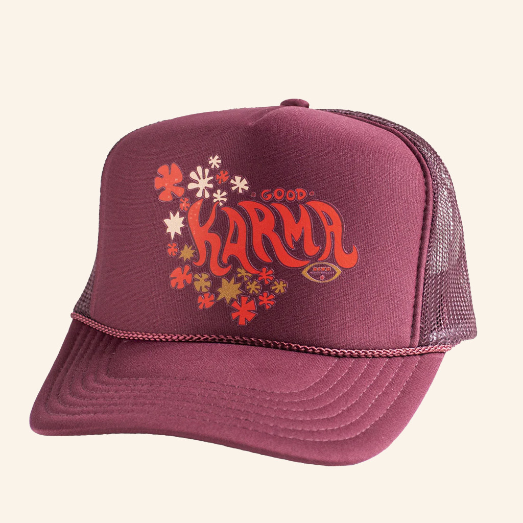 Bing Surf Merch Good Karma Maroon Trucker Hat Christmas Gift Ideas For Her Bing Surf Merch Good Karma Maroon Trucker Hat Christmas Gift Ideas For Her