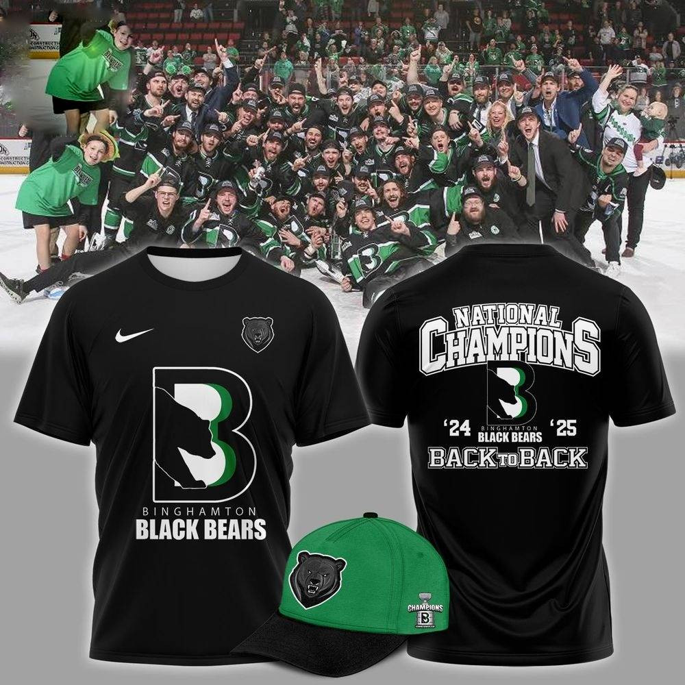 Binghamton Black Bears 2025 Back To Back T-Shirt Best Gifts For Hockey Fans