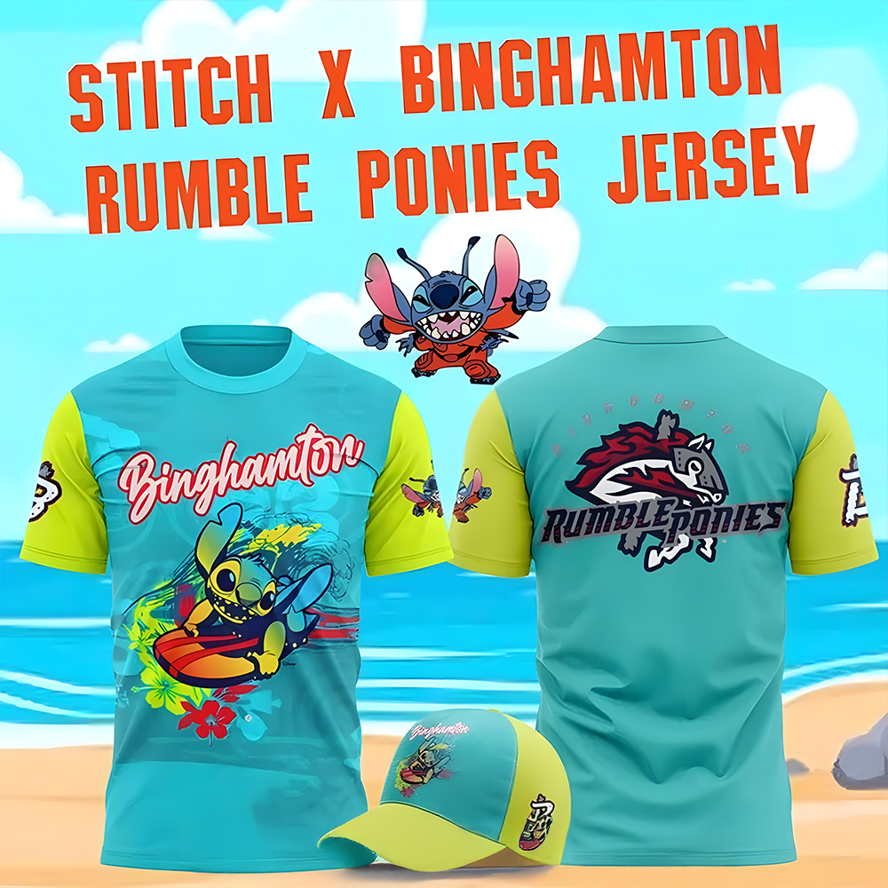 Binghamton Rumble Ponies x Stitch 2025 Special T-Shirt Perfect Gift For Movie Lovers