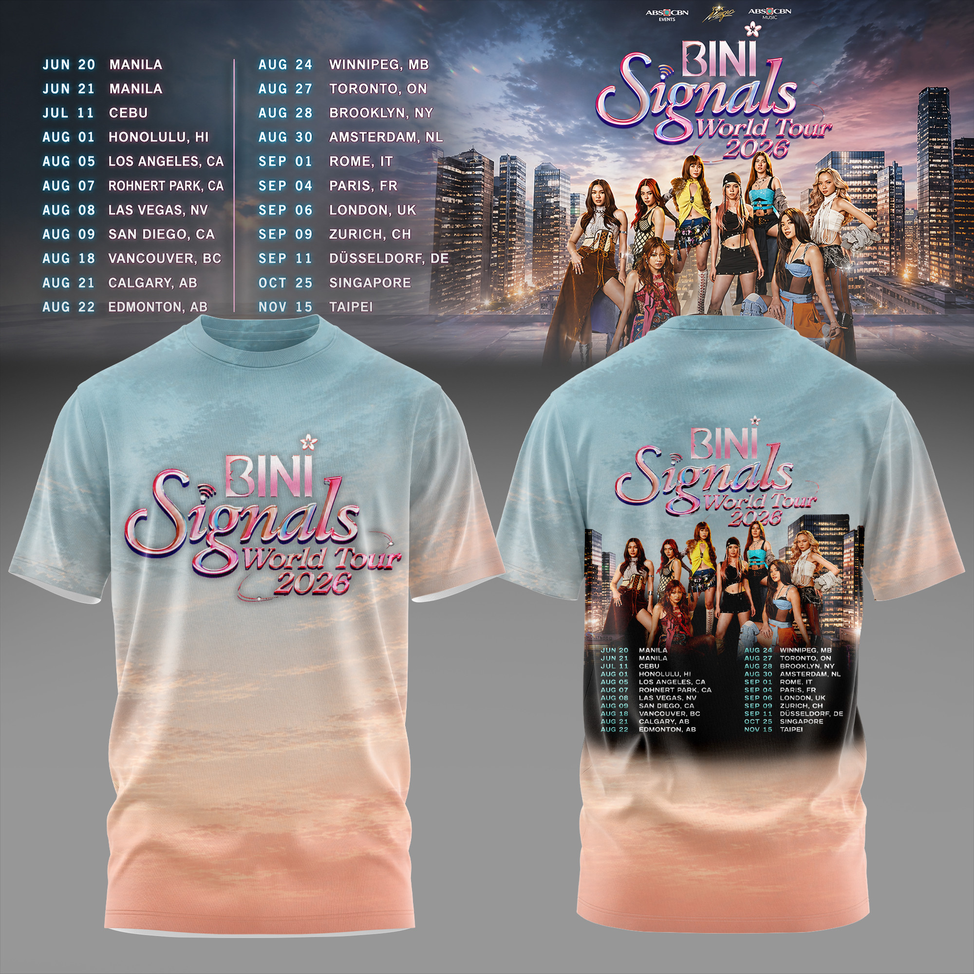 BINI Signals World Tour 2026 Merch BINI Tour Dates T-Shirt Music Lover Gift For Boyfriend