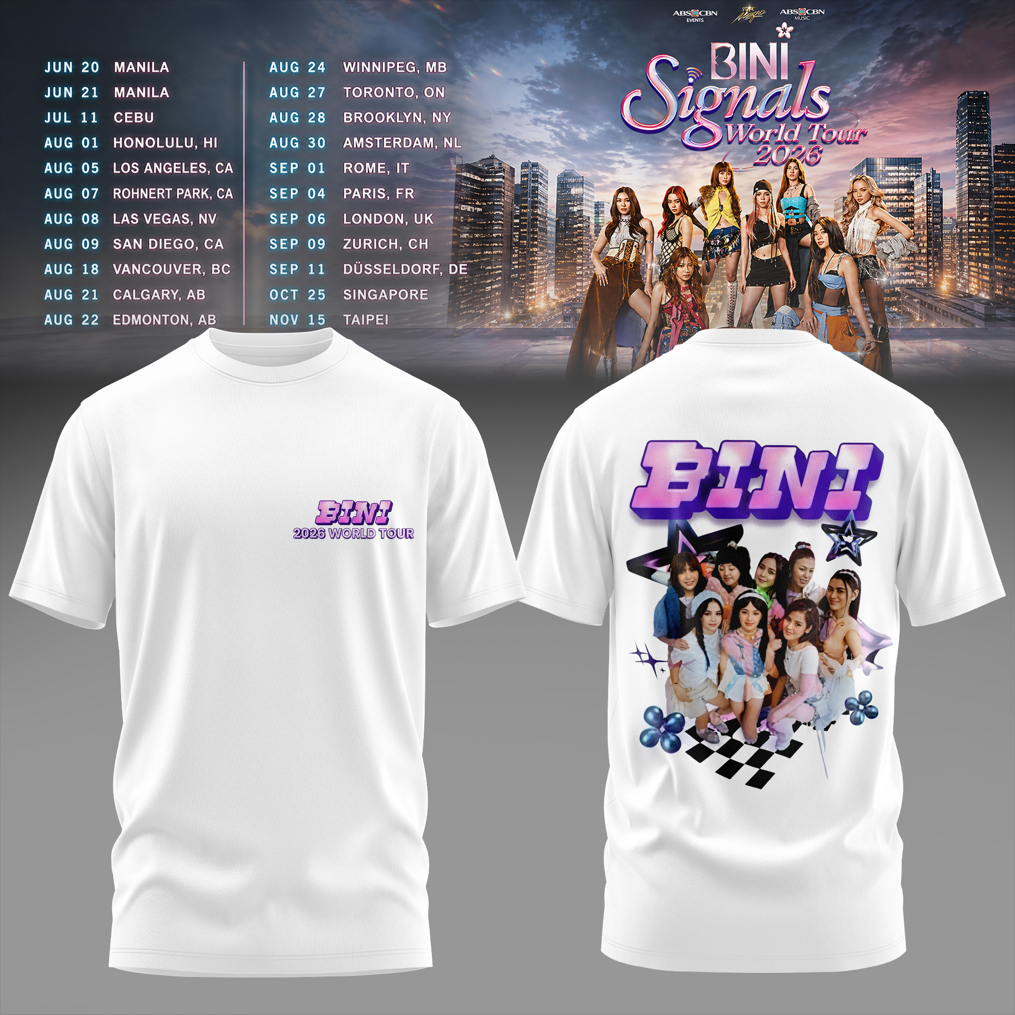 BINI Signals World Tour 2026 Merch Group Photo T-Shirt Great Present For Music Lovers