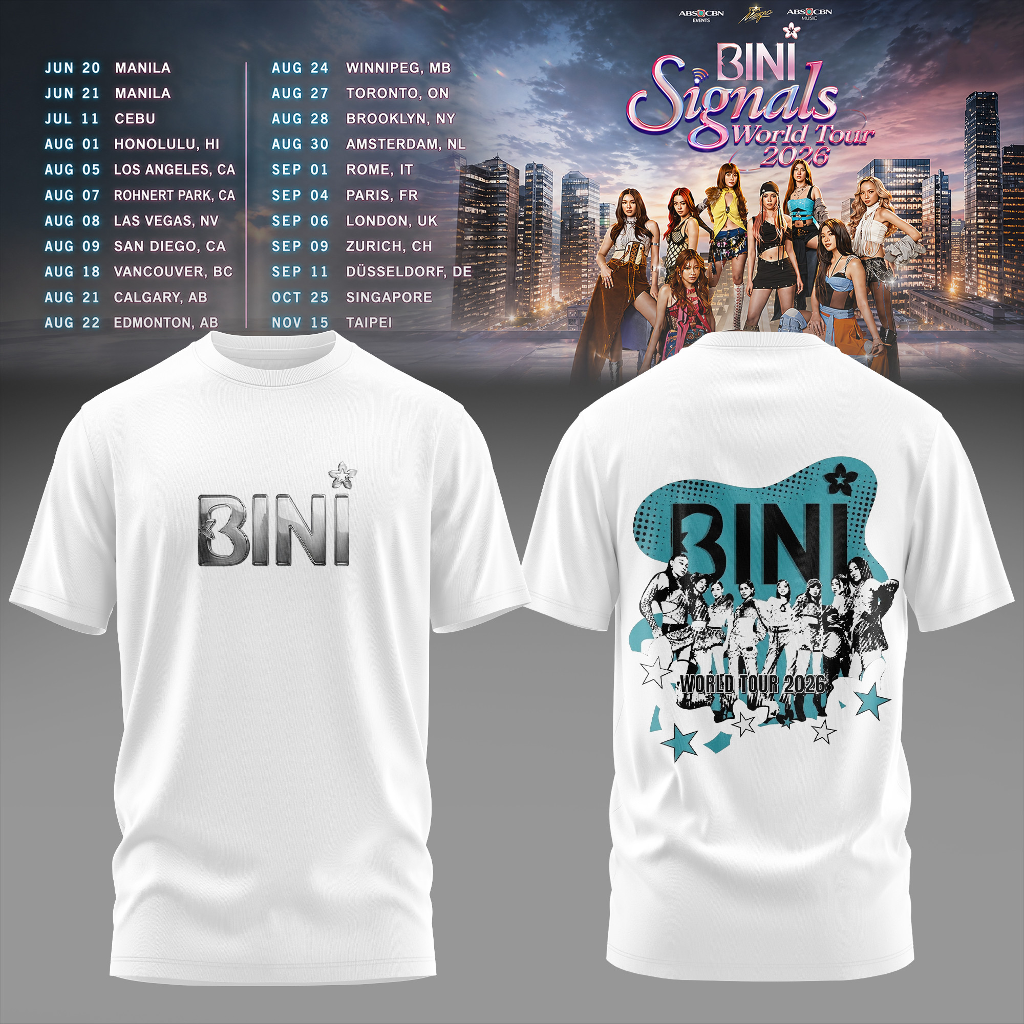 BINI Signals World Tour 2026 T-Shirt Group Photo Tee Unique Gift For BINI Fans