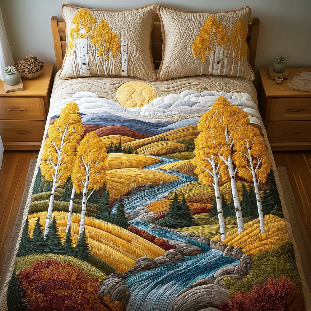 Birch Breeze Quilted Bedding Set Cool Bedroom Decor Christmas Gifts For Nature Lovers