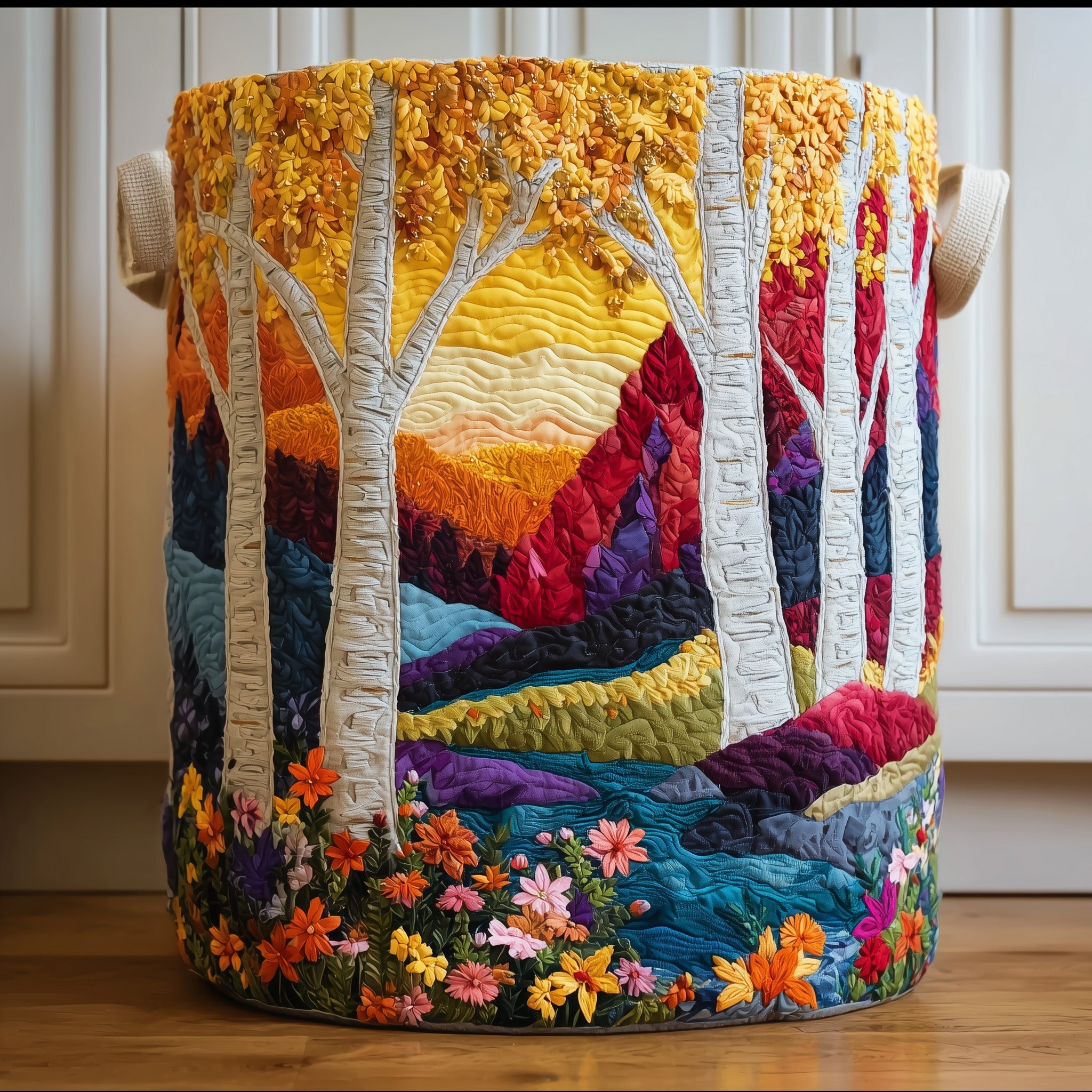 Birch Forest Quilted Laundry Basket Beautiful Autumn Themed Gift For Autumn Enthusiasts