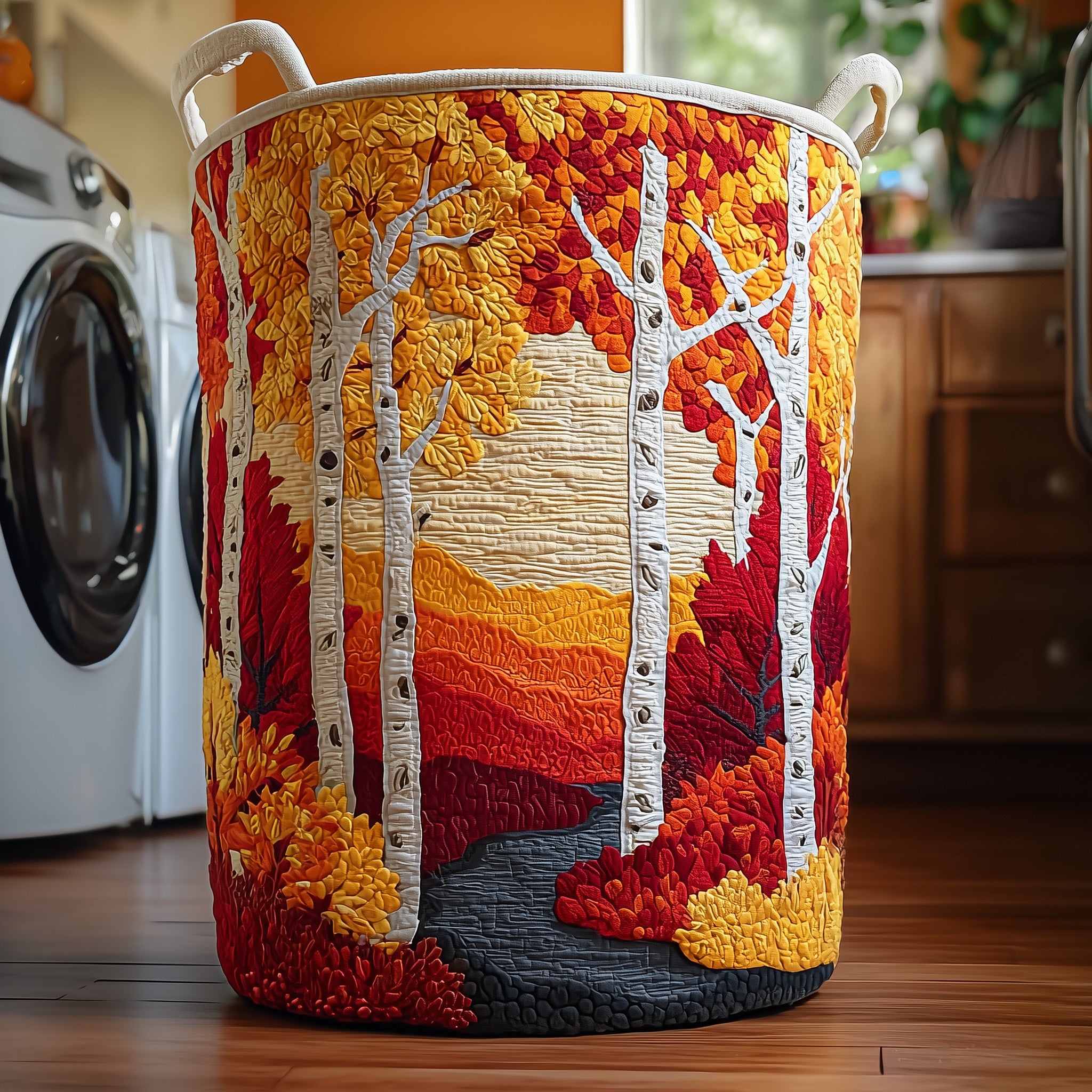 Birch Forest Quilted Laundry Basket Foldable Basket Storage Gifts For Mom(1)