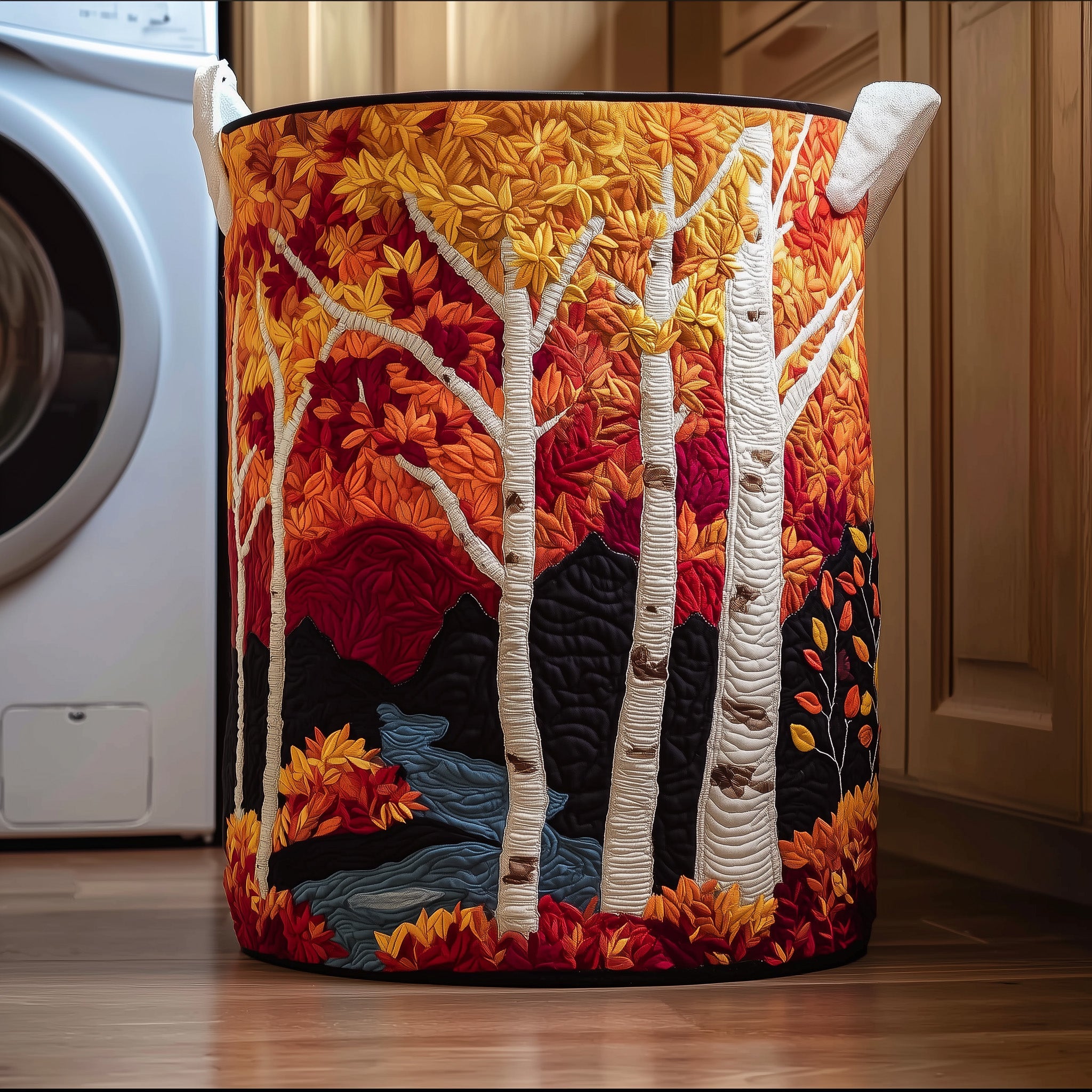 Birch Forest Quilted Laundry Basket Foldable Basket Storage Gifts For Tree Fans