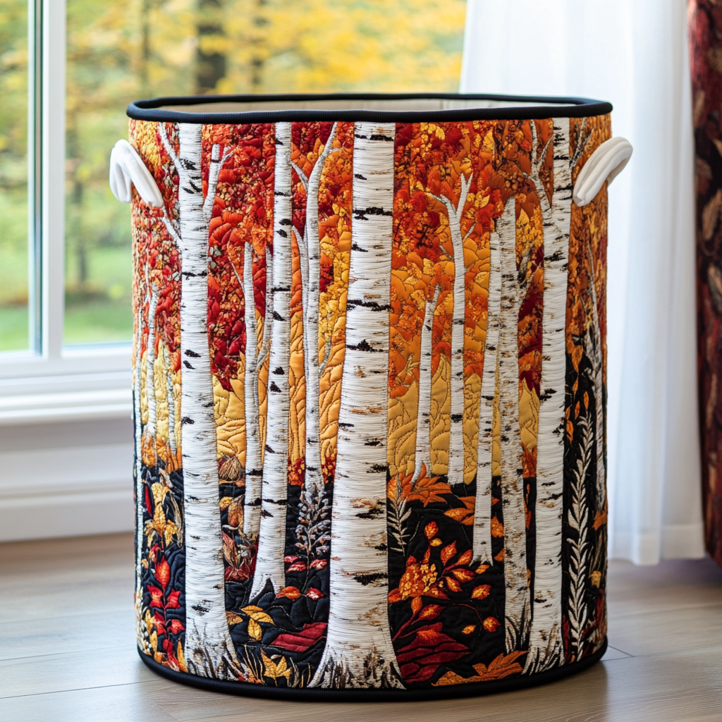 Birch Leaves Quilted Laundry Basket Back To School Merch