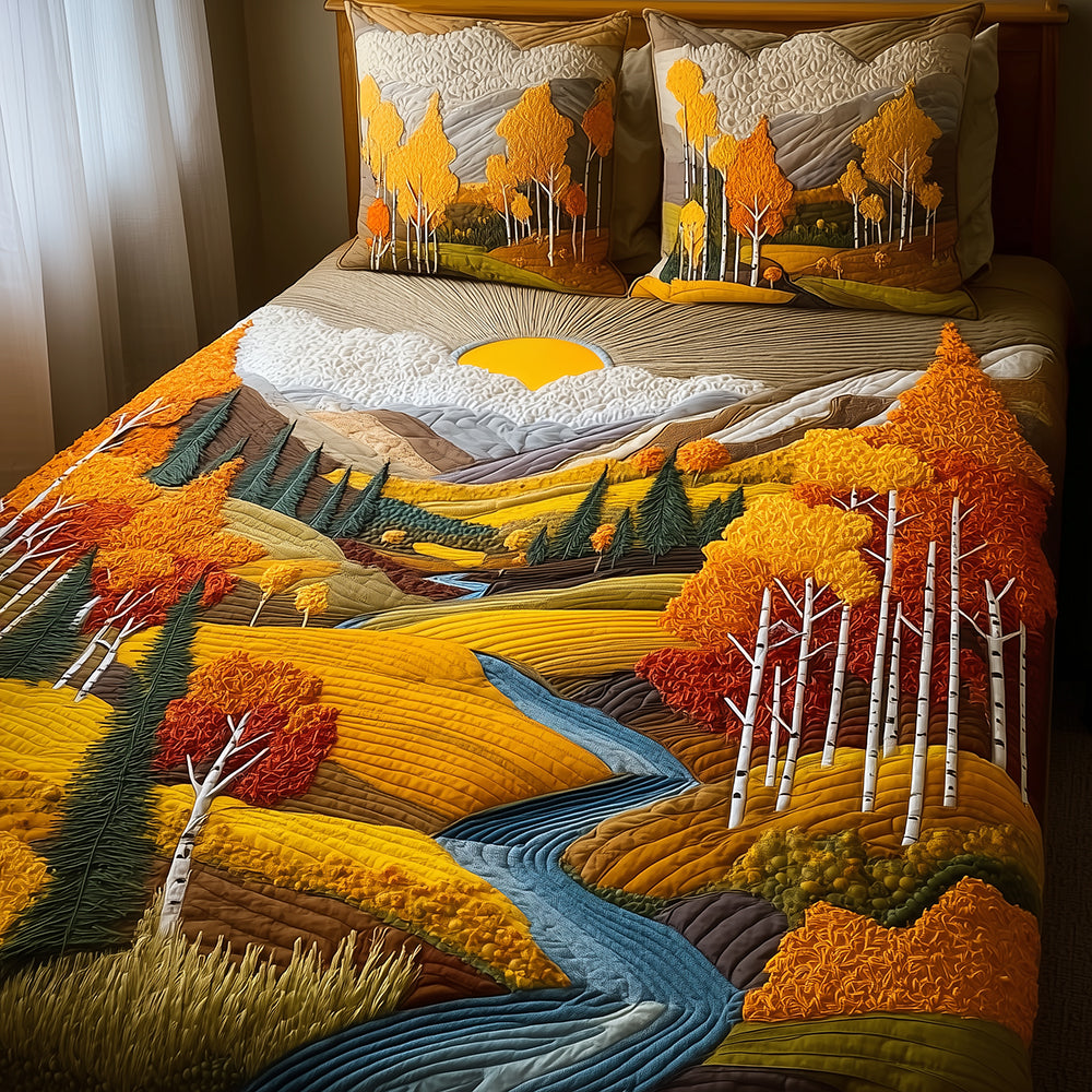 Birch Valley Quilted Bedding Set Cute Room Decor Cool Gifts For Nature Lovers