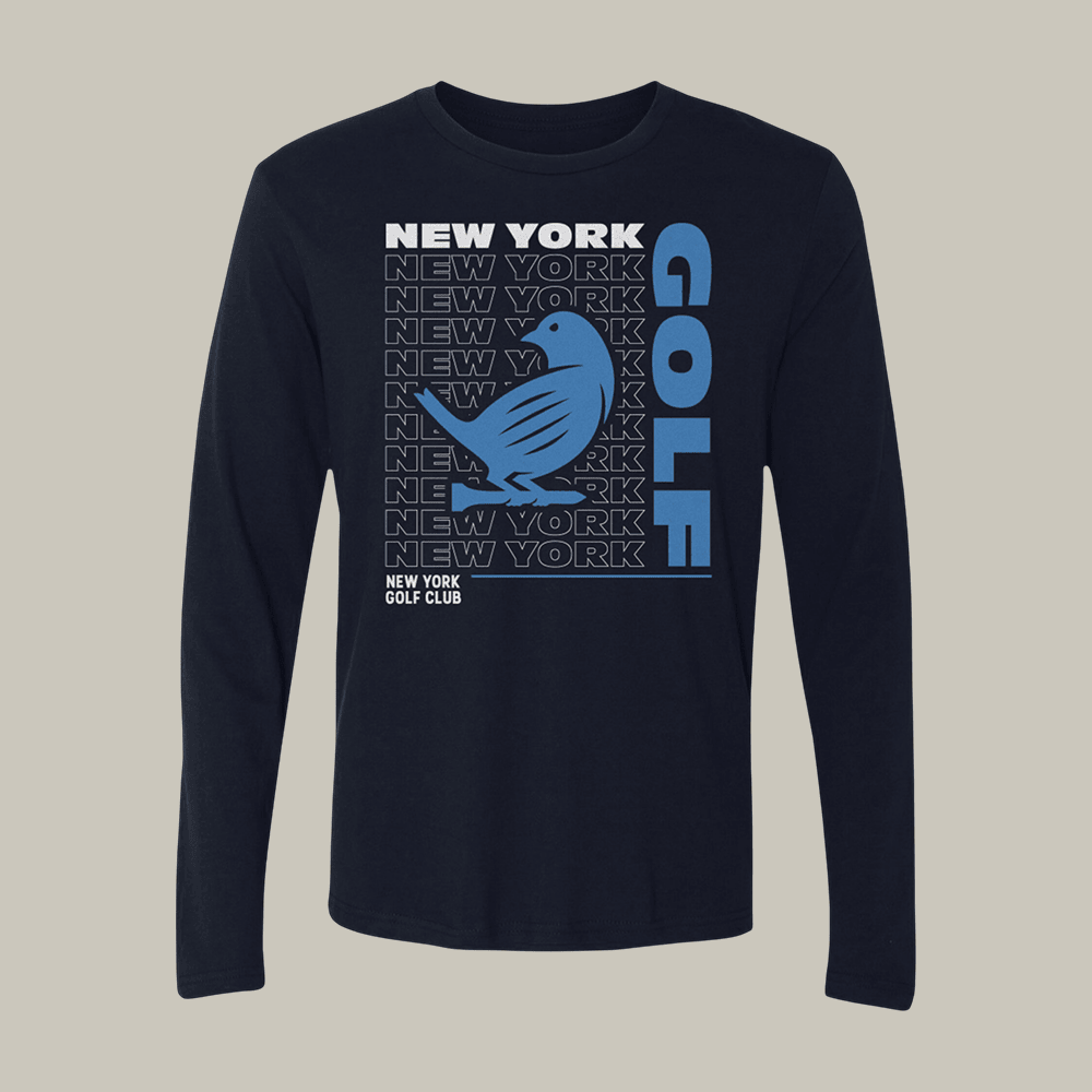 Bird 500 Level Navy New York Golf Club Repeat Outline Long Sleeve Shirt New York Golf Club Merch