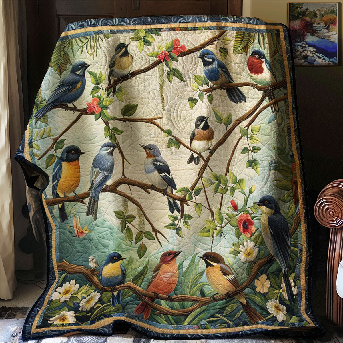 Bird Family Quilt Blanket Throws And Blankets Special Birthday Gifts For Dad