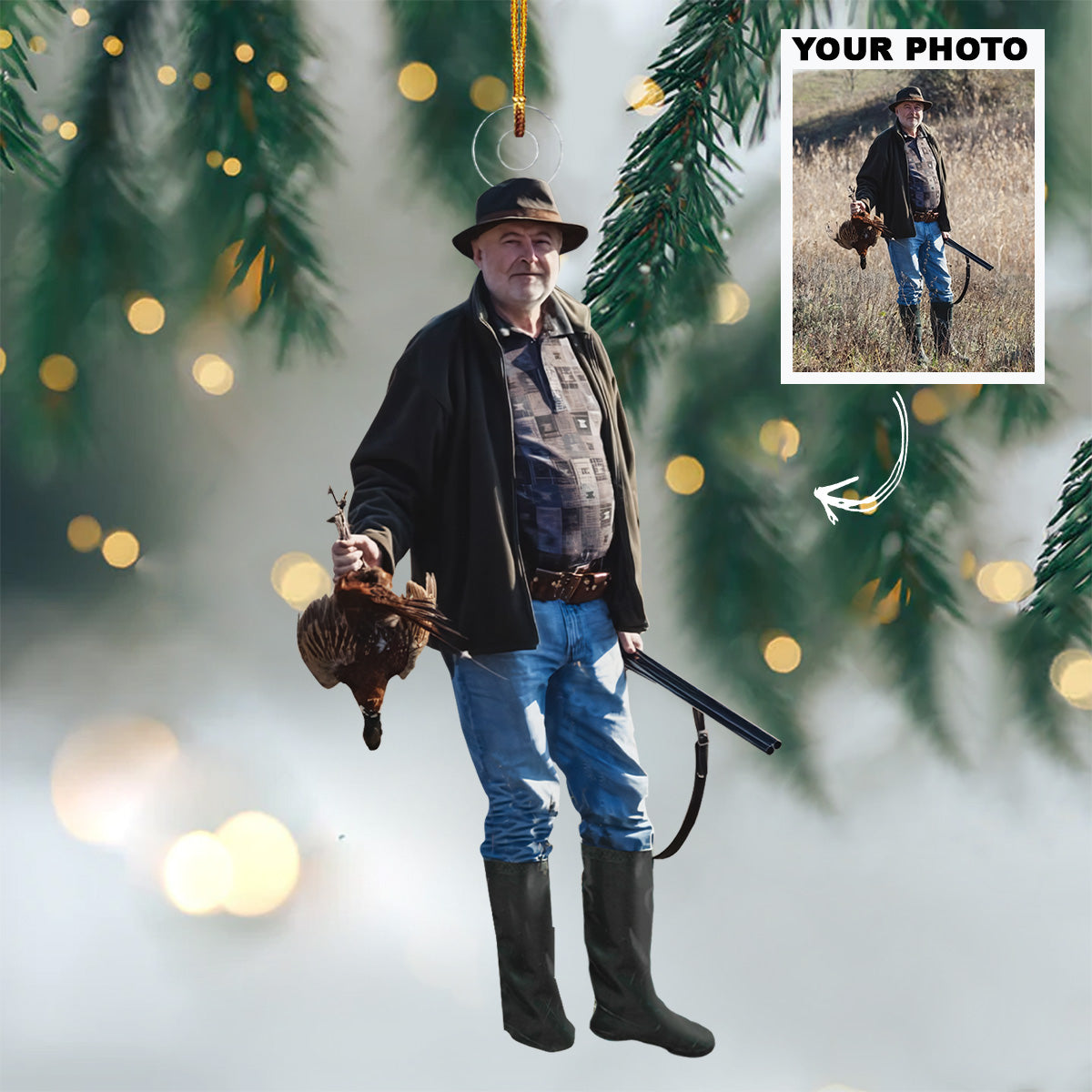 Bird Hunting Personalized Photo Mica Ornament Customized Your Photo Ornament Christmas