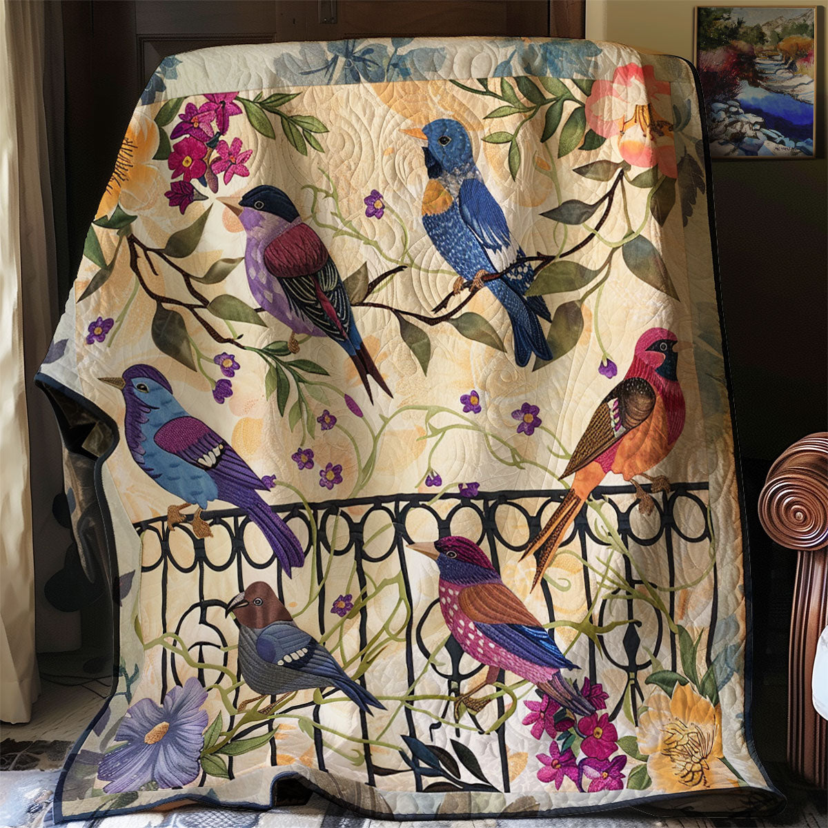 Bird Quilted Blanket Christmas Throw Blanket Gifts To Daughter From Mom