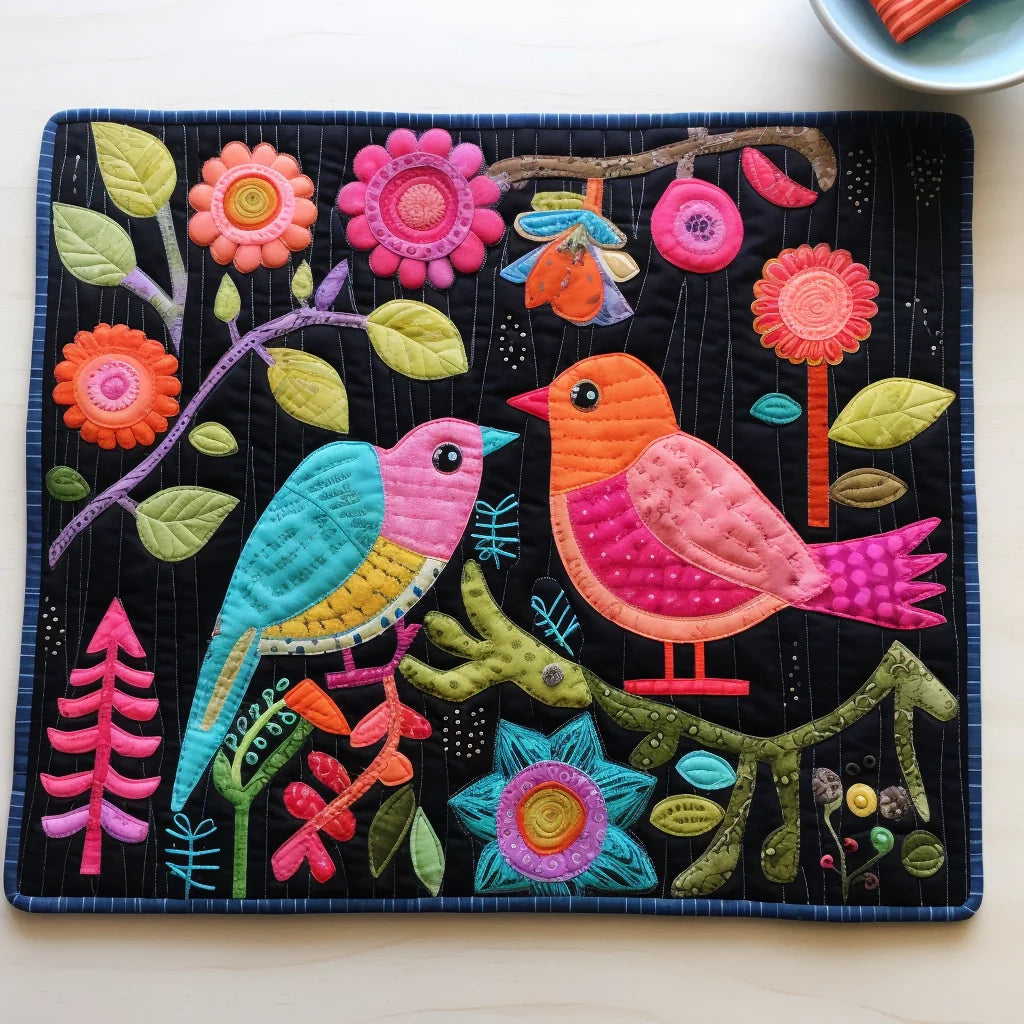 Bird Quilted Placemat Washable Placemats Bird Lover Gifts For Him