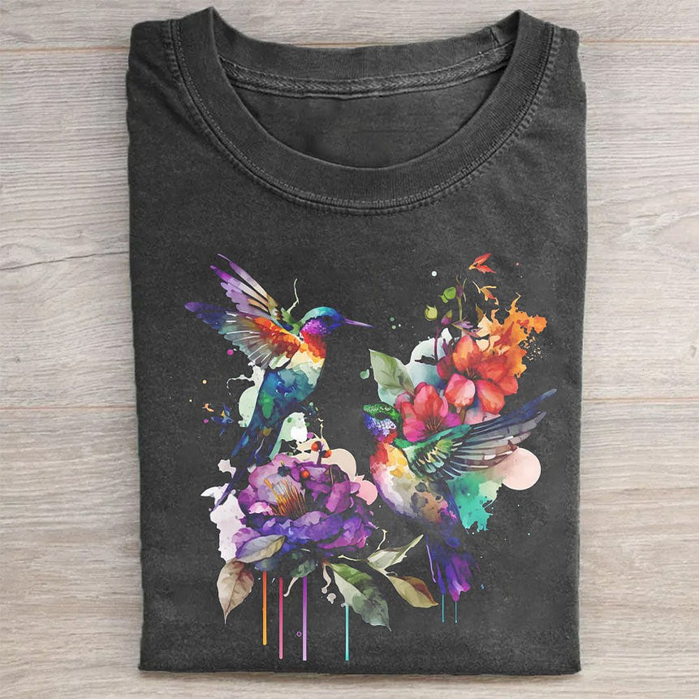 Bird Watercolor Shirt Artistic Bird Lover Tee For Nature Enthusiasts
