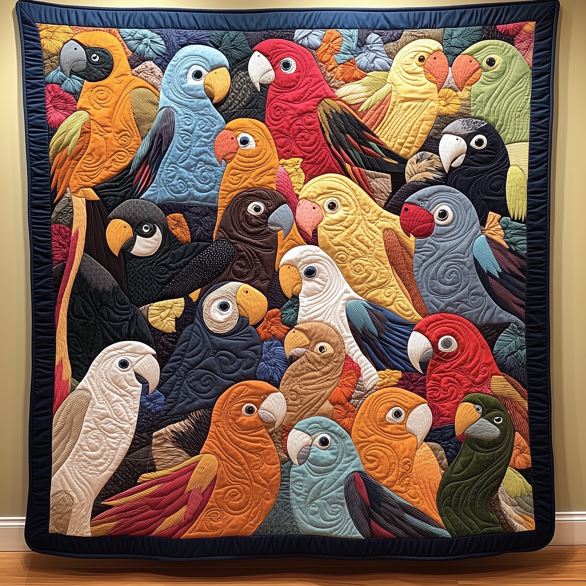 Bird Wildlife Nature Theme Motif Quilted Blanket Natural Quilt Gift Ideas For Bird Lovers