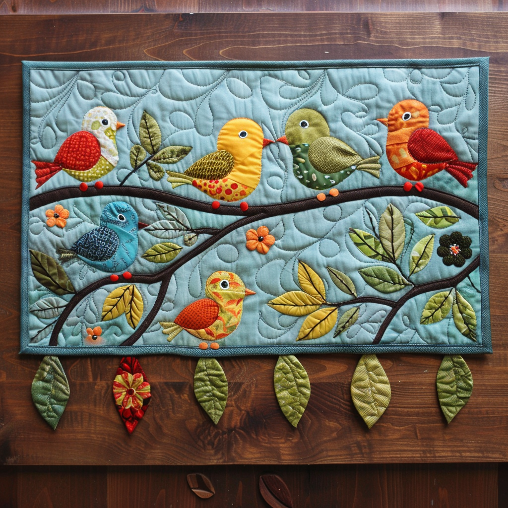 Birds Quilted Placemat Holiday Placemats Father's Day Gifts For Grandpa