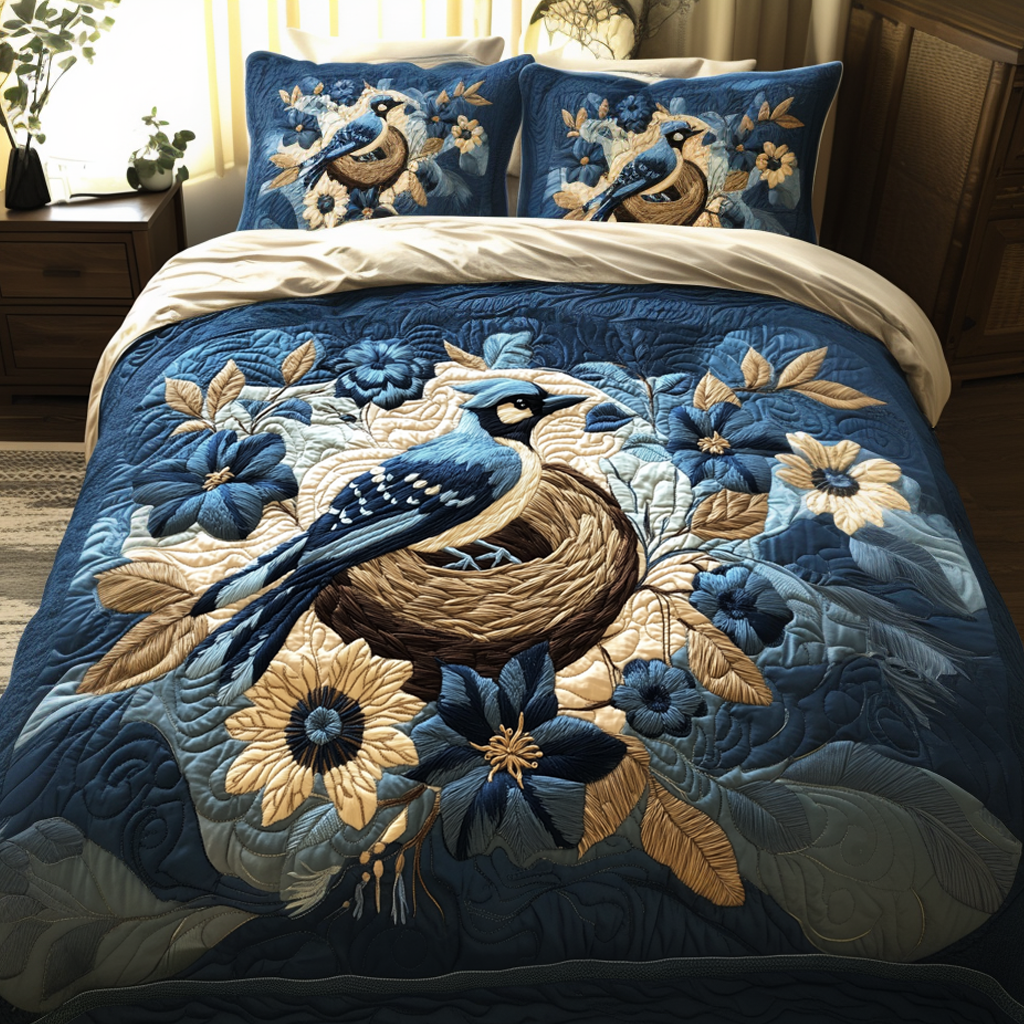 Birdsong Beauty Quilted Bedding Set Bed Decor Small Gifts For Bird Lovers