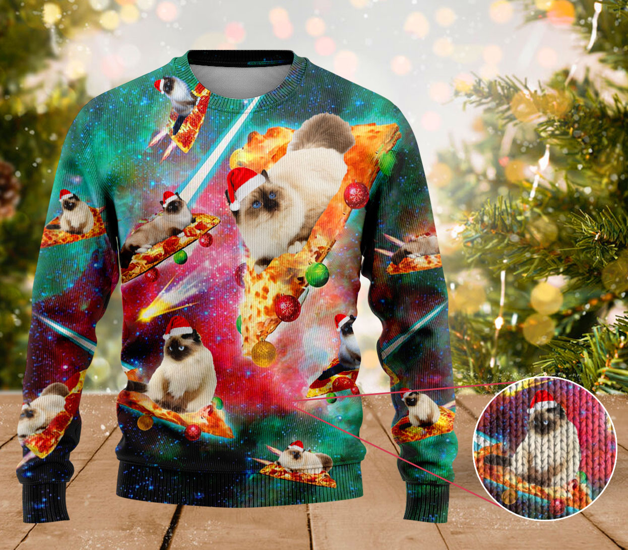 Birman Cat Pizza Ugly Christmas Sweater Hilarious Christmas Sweaters Best Gifts For Cat Lovers