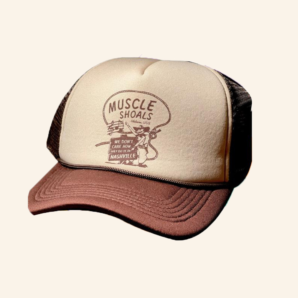Birmingham Hat Co Merch Muscle Shoals We Don't Care How They Do It In Nashville Foam Trucker Hat Birmingham Hat Co Merch Muscle Shoals We Don't Care How They Do It In Nashville Foam Trucker Hat